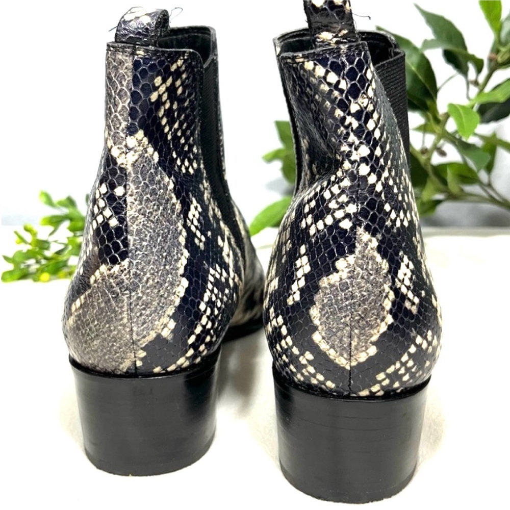 Snakeskin Ankle Boots - Black and White - Picture 4 of 11